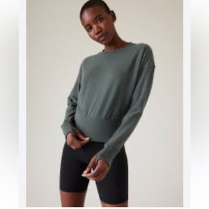 Athleta Retroterry Crewneck Sweatshirt, Small, Bali Green